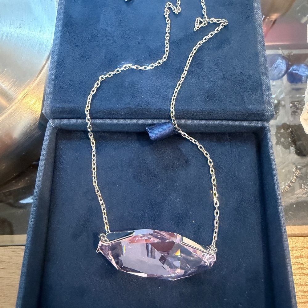 Swarovski Silver Necklace with Light Purple Crystal